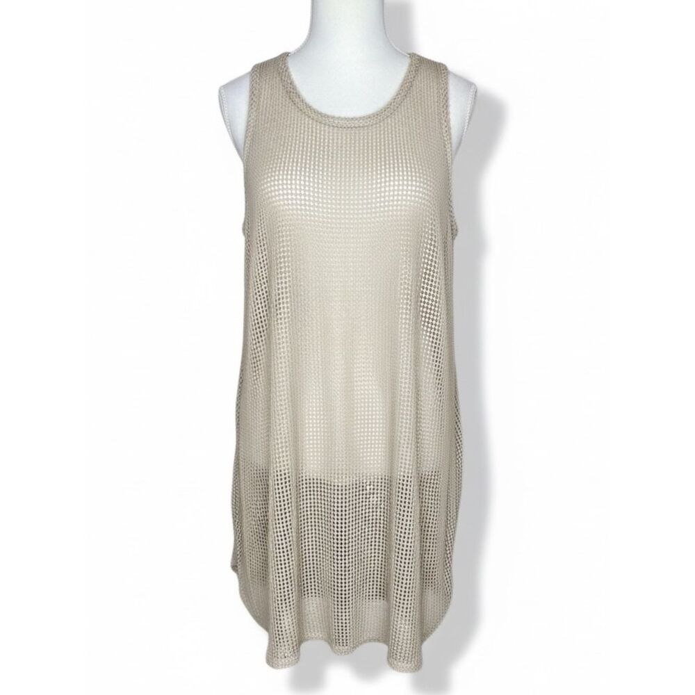 Jordan Taylor Elif Mesh Cover Up Dress Beige Sheer Beach Swim Coastal L